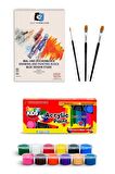 Resim Defteri 25x35 Spiralli 165 Gr 15 Yaprak Funny Kids 12 Renk Akrilik Boyası 12x15 Ml Set