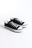 JY0422 Luke Bağcıklı Keten Kumaş Erkek Günlük Sneaker Ayakkabı KBT - Siyah