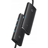 Baseus 0.25CM 5Gbps Veri Aktarım 4 Portlu USB to USB 3.0 Dönüştürücü Çevirici Hub Tak Çalıştır 