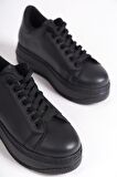 BİANA Bağcıklı Ortopedik Taban Kadın Sneaker Ayakkabı ST Siyah