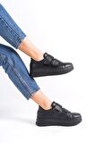 VALENCİA Bağcıksız Cırt Cırtlı Ortopedik Taban Kadın Sneaker Ayakkabı ST Siyah