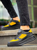 KB-X8 Kuback Siyah Sarı Cilt Yüksek Taban Günlük Spor Ayakkabı