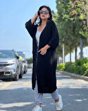 Yarasa kol uzun triko hırka siyah