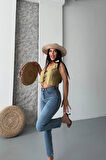 Mom fit bıyık kar yıkama jeans pantolon koyu mavi d2006