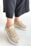 Tanwe Bej Cilt Bağcıklı Spor Ayakkabı