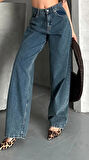 Baggy kar yıkama yeşil tint jeans pantolon d2007