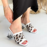 Evra Zebra Triko Topuklu Terlik