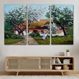 İlkbahar Köy Evi Yağlıboya Görünüm Dekoratif Kanvas Duvar Tablosu-3514