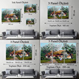 İlkbahar Köy Evi Yağlıboya Görünüm Dekoratif Kanvas Duvar Tablosu-3514