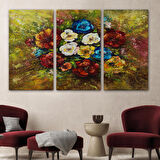 Çiçek Buketi Yağlıboya Görünüm Dekoratif Kanvas Duvar Tablosu-3515