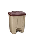 Omnipazar SY-4255 40 lt Köşeli Pedallı Plastik Çöp Kovası (İç Kovasız) Bej