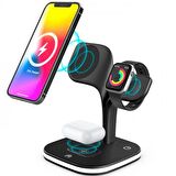 Coofbe Super Şarj  5in1 Masaüstü Şarj Standı Ve Gece Lambası İphone 12 13 14 Pro Max Şarj Standı LED Işıklı