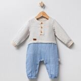 Tongs Baby Müslin Keten Çizgili Bebek Tulumu 5070