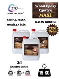 15 Kg Wood Epoxy Quatro MAXİ/ Kalın Döküm Şeffaf Epoksi Reçine Sehpa, Masa Için (YENİ)