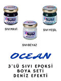 3'lü Opak & Transparan Sıvı Pigment Boya Seti / Epoksi İçin Ocean / 3 Adet Epoksi Boyası/ Deniz