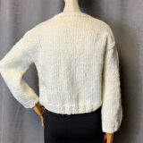 Uretti - Fadime 1578 - El Örgüsü Moher İp Renkli Çiçekli Crop Kadın Hırka - 36 / 40