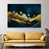Altın Renkli Dağların Dekoratif Duvar Tablosu-3523
