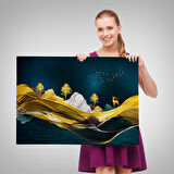 Altın Renkli Dağların Dekoratif Duvar Tablosu-3523