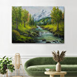 Karlı Dağlar ve İlk bahar Manzarası Duvar Tablosu-3527