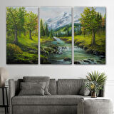 Karlı Dağlar ve İlk bahar Manzarası Duvar Tablosu-3527