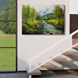 Karlı Dağlar ve İlk bahar Manzarası Duvar Tablosu-3527