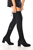 MLT0030-9200 KADIN GÜNLÜK DİZ ÜSTÜ STREÇ ÇİZME/SIYAH/40 