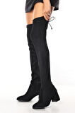 MLT0030-9200 KADIN GÜNLÜK DİZ ÜSTÜ STREÇ ÇİZME/SIYAH/40 