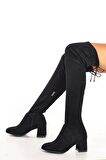 MLT0030-9200 KADIN GÜNLÜK DİZ ÜSTÜ STREÇ ÇİZME/SIYAH/40 