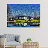 Göl Kenarındaki Köy Evi Dekoratif Duvar Tablosu-3528