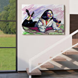 Silahlı Gangster Kız Pop Art Dekoratif Duvar Tablosu-3530