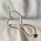 Uretti - Ayşe 5609 - 7124 Cam İncili Tasarım Göz Uçlu Kolye