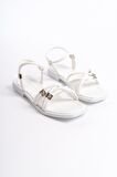 MİA026-1502 Günlük Kadın Beyaz Tatil Sandaleti