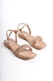 MİA026-1507 Günlük Kadın Nut Bej-Bronz Tatil Sandaleti