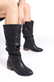 Artı-Artı006-0144  Kadın Günlük Körüklü Siyah Cilt Binici Çizme