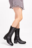 Gondol Hakiki Deri Topuklu Yarım Çizme anl.2119