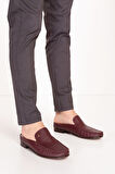 Gondol Erkek Hakiki Deri Kösele Taban Loafer Terlik tx.12750 - Bordo - 41