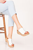 Gondol Kadın Hakiki Deri Platform Tabanlı Terlik anl.3241 - Beyaz - 41