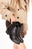 Gondol Hakiki Deri Günlük Kısa Topuklu Şık Bot Beatrix - Siyah - 38