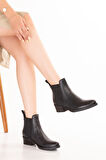 Gondol Hakiki Deri Günlük Kısa Topuklu Şık Bot Berenice - Siyah - 37