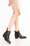 Gondol Hakiki Deri Günlük Kısa Topuklu Şık Bot Berenice - Siyah - 37