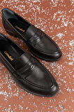 Gondol Hakiki Deri Kadın Klasik Loafer md.236 - Siyah - 38