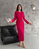 Uzun Kollu Piliseli Elbise 