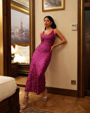 Pembe Pulpayetli Askılı Elbise 