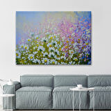 Kır Çiçekleri Yağlıboya Görünüm Dekoratif Kanvas Duvar Tablosu-3535
