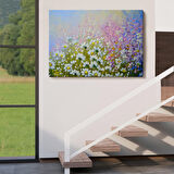 Kır Çiçekleri Yağlıboya Görünüm Dekoratif Kanvas Duvar Tablosu-3535
