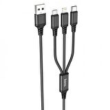 Coofbe Super Şarj 3in1 Type-C Micro iPhone Şarj Kablosu Çoklu Şarj Kablosu Örgülü Sağlam Şarj Kablosu