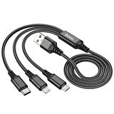 Coofbe Super Şarj 3in1 Type-C Micro iPhone Şarj Kablosu Çoklu Şarj Kablosu Örgülü Sağlam Şarj Kablosu
