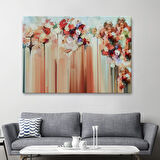 Soyut Çiçekler Yağlıboya Görünüm Dekoratif Kanvas Duvar Tablosu-3540