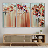 Soyut Çiçekler Yağlıboya Görünüm Dekoratif Kanvas Duvar Tablosu-3540