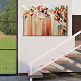 Soyut Çiçekler Yağlıboya Görünüm Dekoratif Kanvas Duvar Tablosu-3540